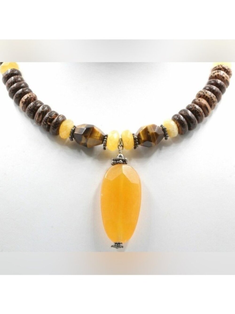 Silpada Honey Jade Tigers Eye Sterling Retired Necklace - Picture 2 of 8